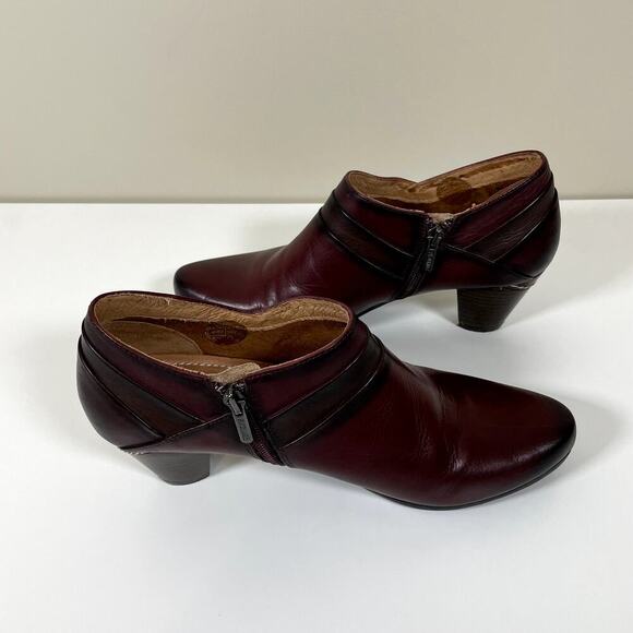 PIKOLINOS Womens 10 Burgundy Side Zip Leather Ankle Boots Stacked Heel Western - Picture 5 of 9